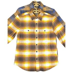 Lot of (2) LL Bean Signature Slim Fit Chamois Cloth Shirt Plaid Cotton MR 290020